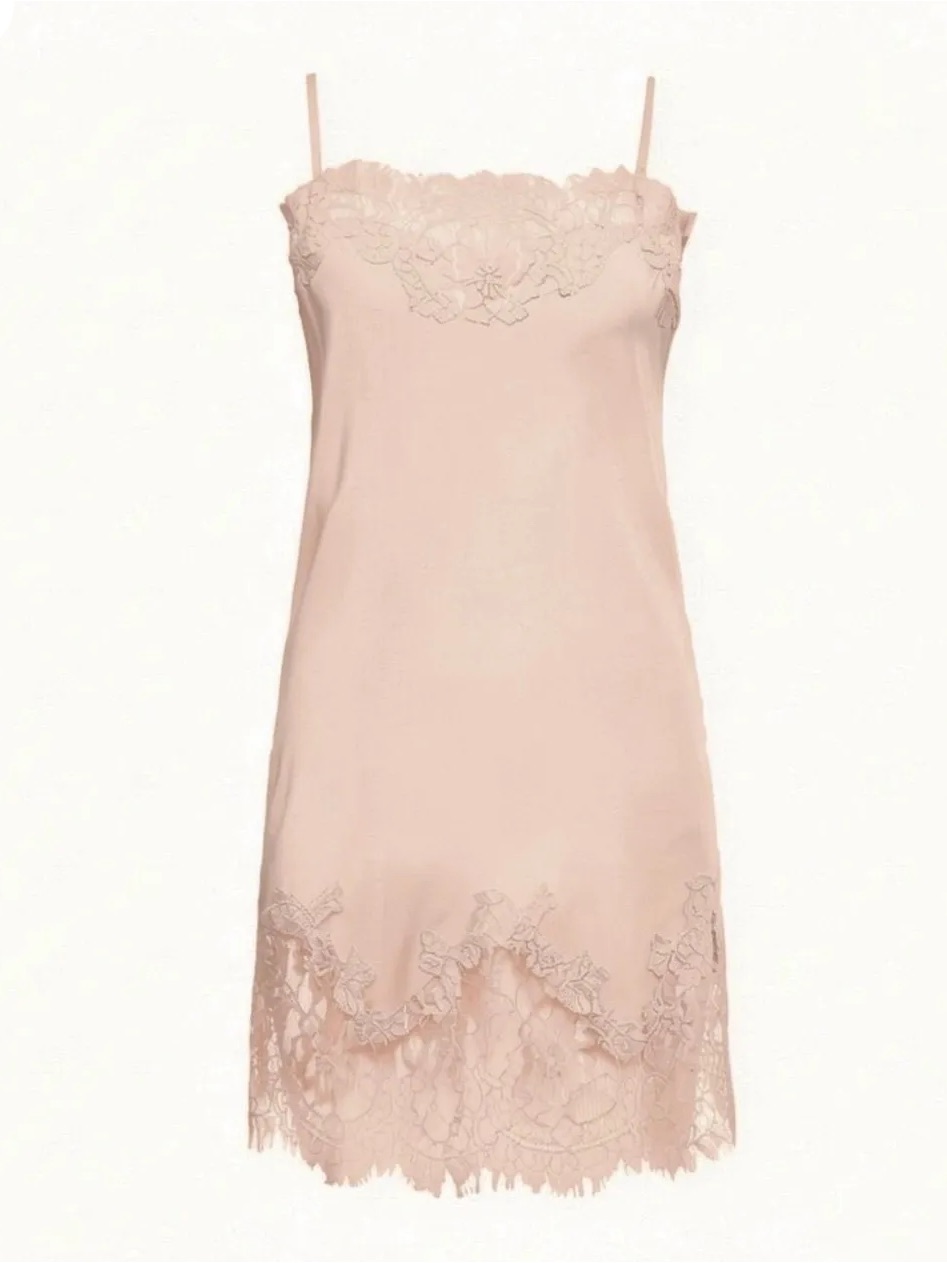 Gold Hawk Crystal Lace Silk Tunic Slip Dress $225msrp Nwt